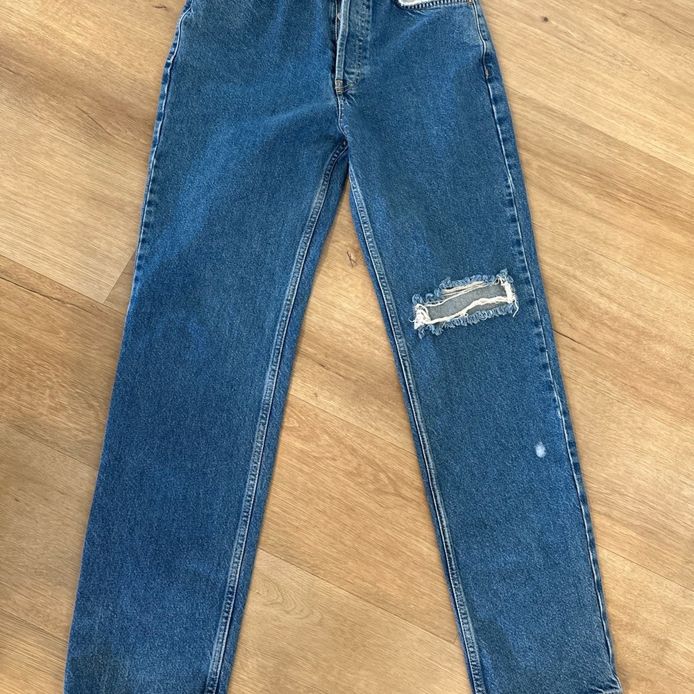We The Free High Rise Blue Jeans Distressed